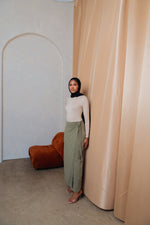 Load image into Gallery viewer, Khaki Linen Wrap Skirt
