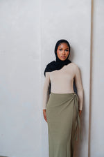 Load image into Gallery viewer, Khaki Linen Wrap Skirt
