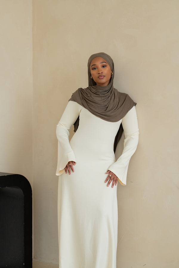 Wide Sleeve Maxi Knit Dress Ivory