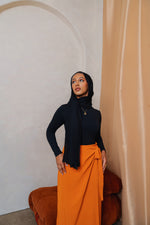 Load image into Gallery viewer, Orange Linen Wrap Skirt
