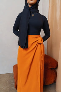 Orange Linen Wrap Skirt