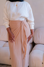Load image into Gallery viewer, Tan Linen Wrap Skirt
