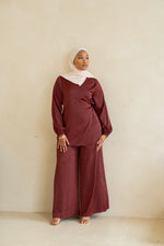 Load image into Gallery viewer, Wide Leg Pants Set- Wine
