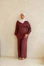 Load image into Gallery viewer, Wide Leg Pants Set- Wine
