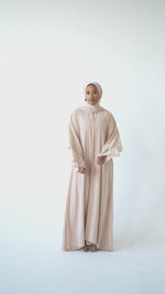 Load and play video in Gallery viewer, Beige Crystal Chiffon Abaya Set
