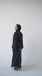 Load and play video in Gallery viewer, Black &amp; Silver Beaded Abaya Set
