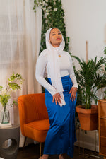 Load image into Gallery viewer, Royal Blue Satin Wrap Skirt
