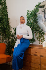 Load image into Gallery viewer, Royal Blue Satin Wrap Skirt
