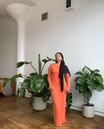 Load image into Gallery viewer, Orange Maxi Trumpet Sleeve Dress
