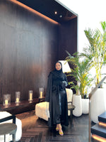 Load image into Gallery viewer, Black Knot Skirt Open Abaya Set
