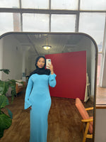 Load image into Gallery viewer, Sky Blue Maxi Trumpet Sleeve Dress
