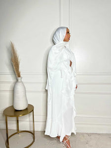 White Ruffle Abaya