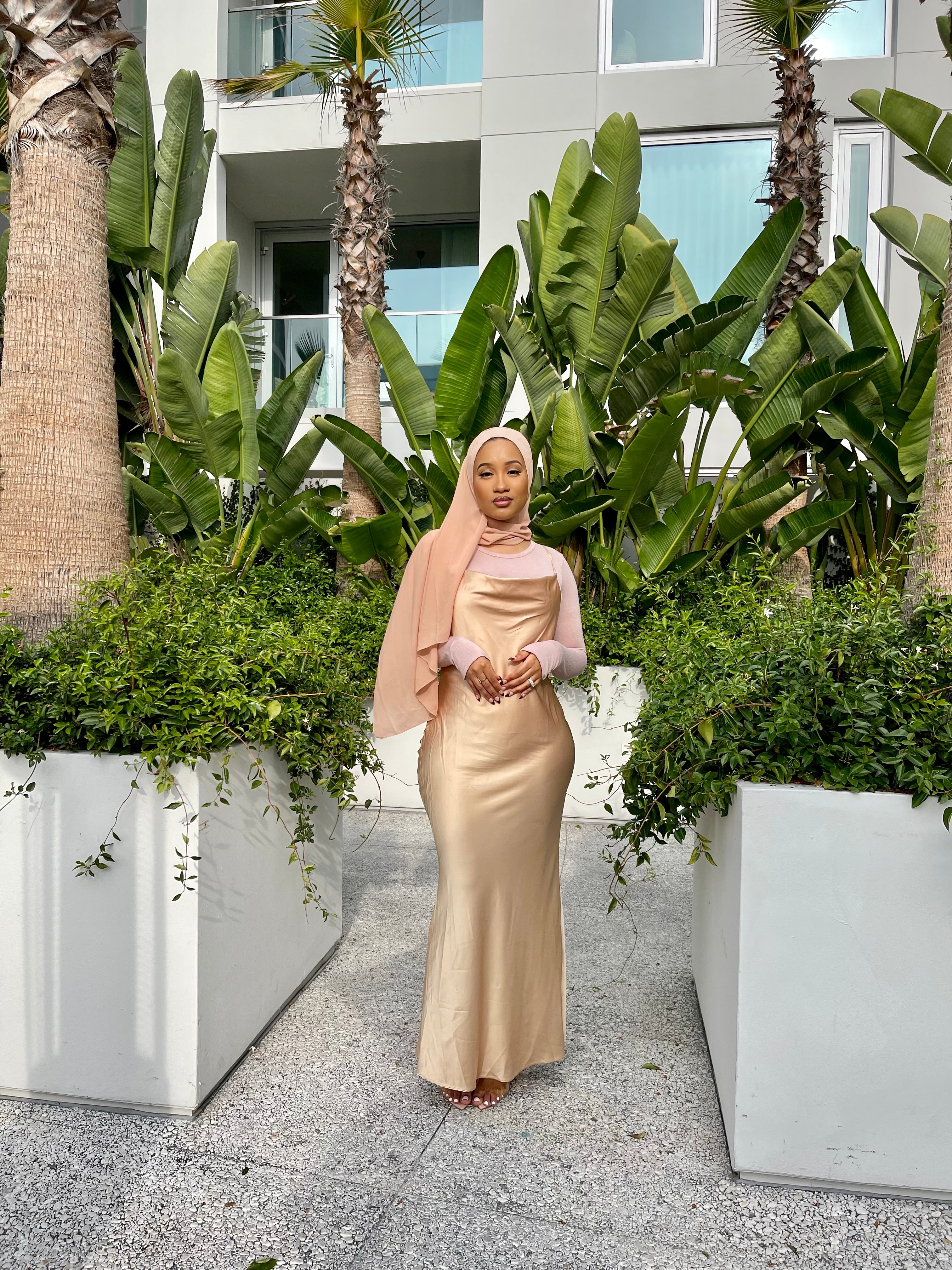Satin Slip Dress- Gold