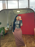 Load image into Gallery viewer, Essential Knit Pencil Skirt- Brown

