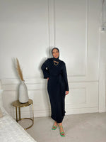 Load image into Gallery viewer, Black Wrap Waist Linen Dress
