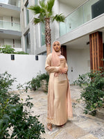 Load image into Gallery viewer, Gold Feather Open Abaya Set
