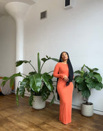 Load image into Gallery viewer, Orange Maxi Trumpet Sleeve Dress
