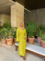 Load image into Gallery viewer, Lime Wrap Waist Linen Dress
