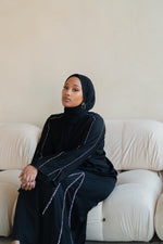 Load image into Gallery viewer, Black &amp; Silver Beaded Abaya Set
