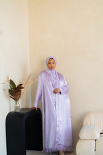Load image into Gallery viewer, Lilac Feather Open Abaya Set
